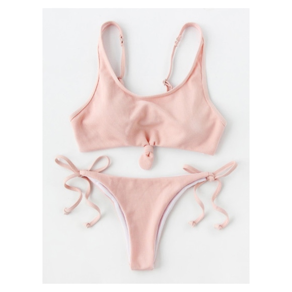 Other - Blush Pink Knot Front Side Tie Bikini Set Medium